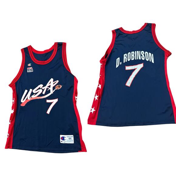 VTG 90s Champion USA David Robinson #7  Basketball Jersey Dream Team / 44 - - Picture 1 of 6